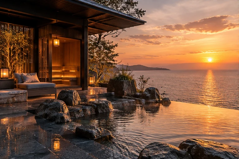 夕日の海を望むサウナのイメージ